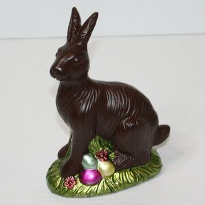 Decorative 5.5" Faux Chocolate Easter Bunny Figure with Colorful Eggs NEW NWOT